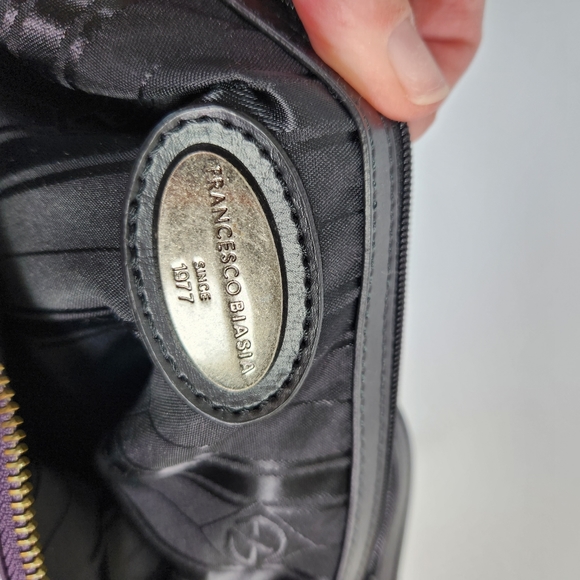 Francisco biasia purple cow leather satchel studded euc - Picture 7 of 10